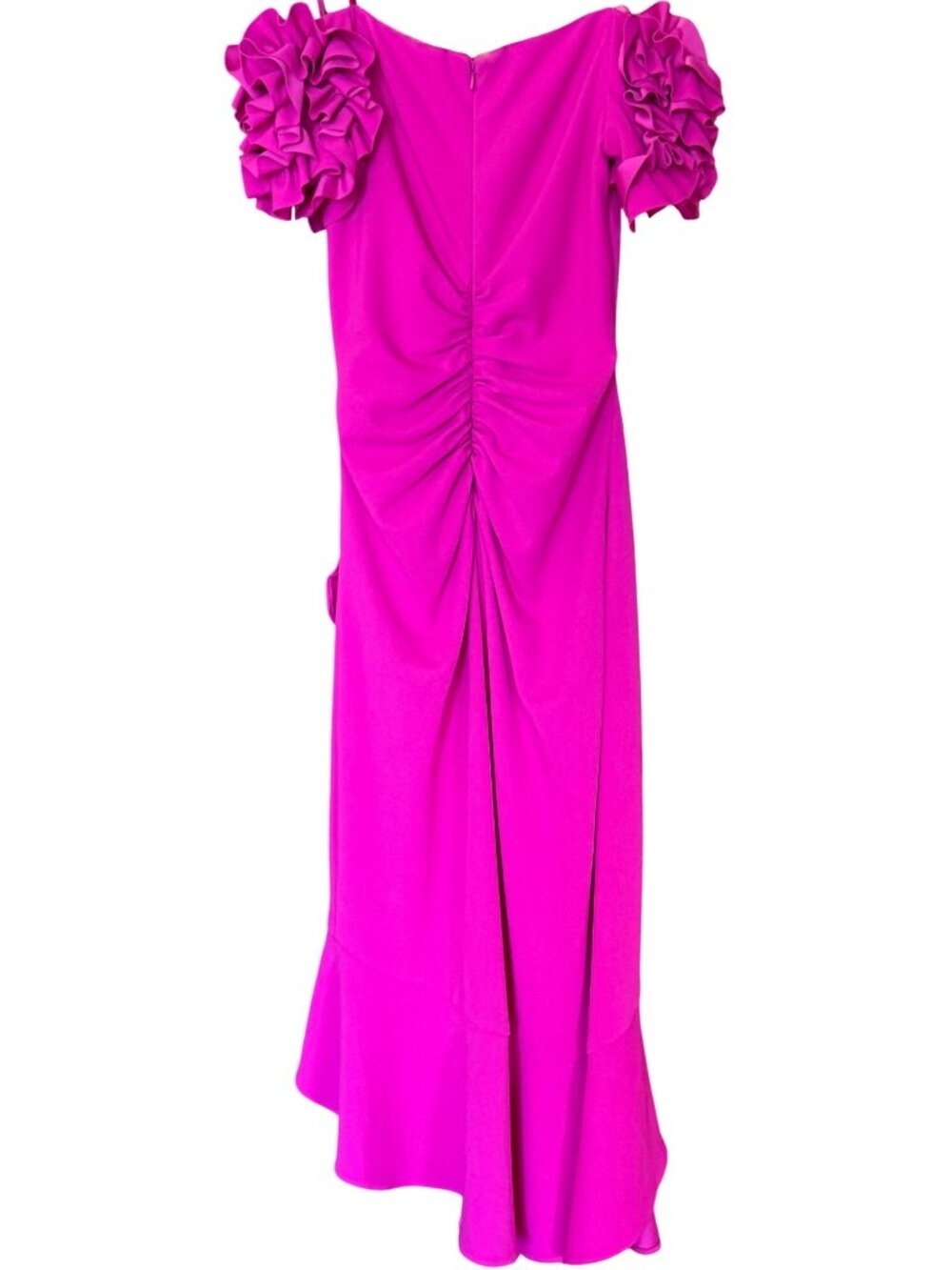 Xscape Ruffled Off-The-Shoulder Scuba Crepe Midi Dress Size 4 New With Tags - Picture 4 of 16